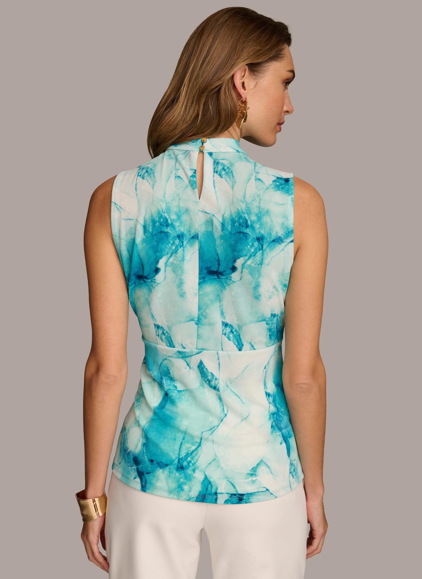 (image for) ELEGANT PRINTED TWIST FRONT SLEEVELESS TOP